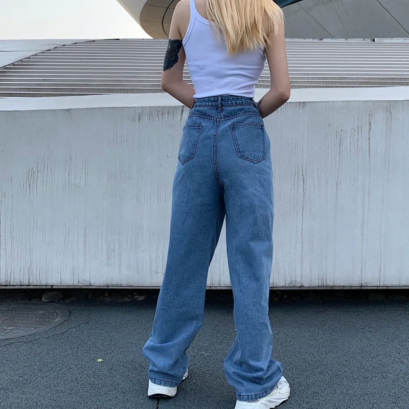 

2021 New Summer Vintage Jeans Woman Long Trousers Cowboy Female Loose Streetwear Butterfly Print Pants