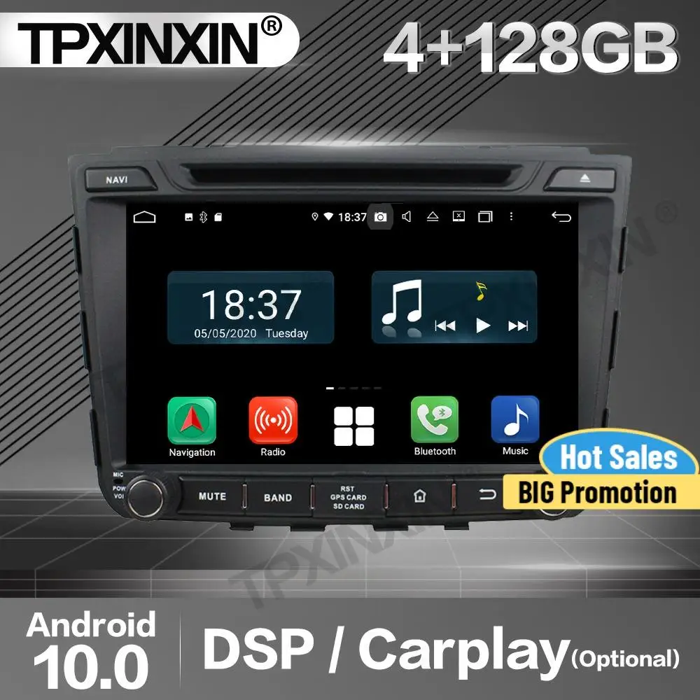 

4+128G Carplay Car Radio 2 Din Stereo Receiver Android For HYUNDAI IX25 2014-2015 GPS Navigation Player Audio Recorder Head Unit