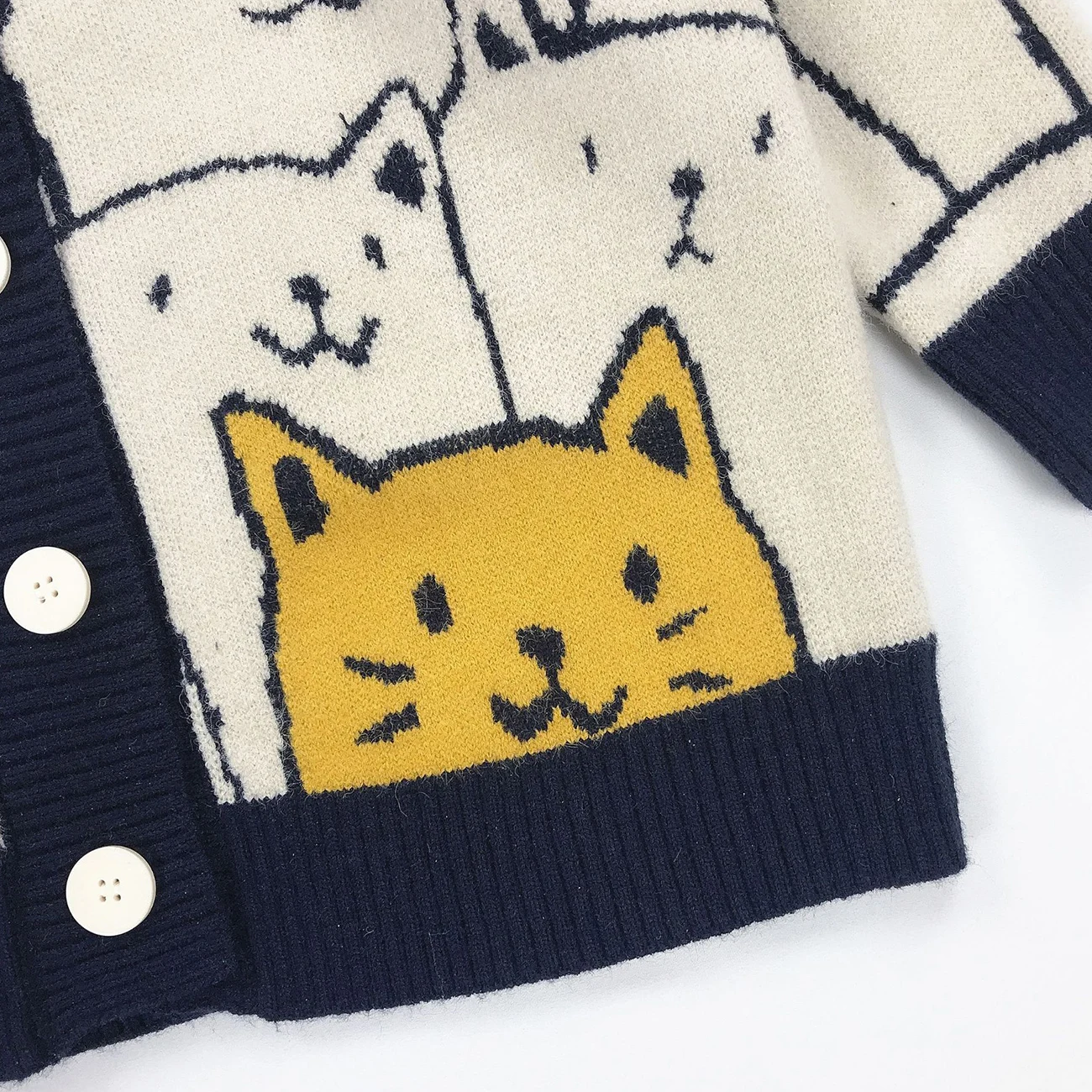 

Harajuku Cartoon Cat Print Cardigan Sweater Men Streetwear Pattern Knitwear Fashion Casual Knitted Jacket Women Unisex