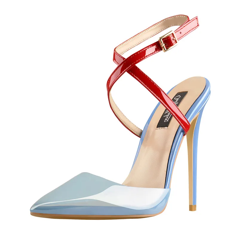 Только Maker для женщин на высоком каблуке 12 см контраст Цвет SlingbackPumps Ремешок