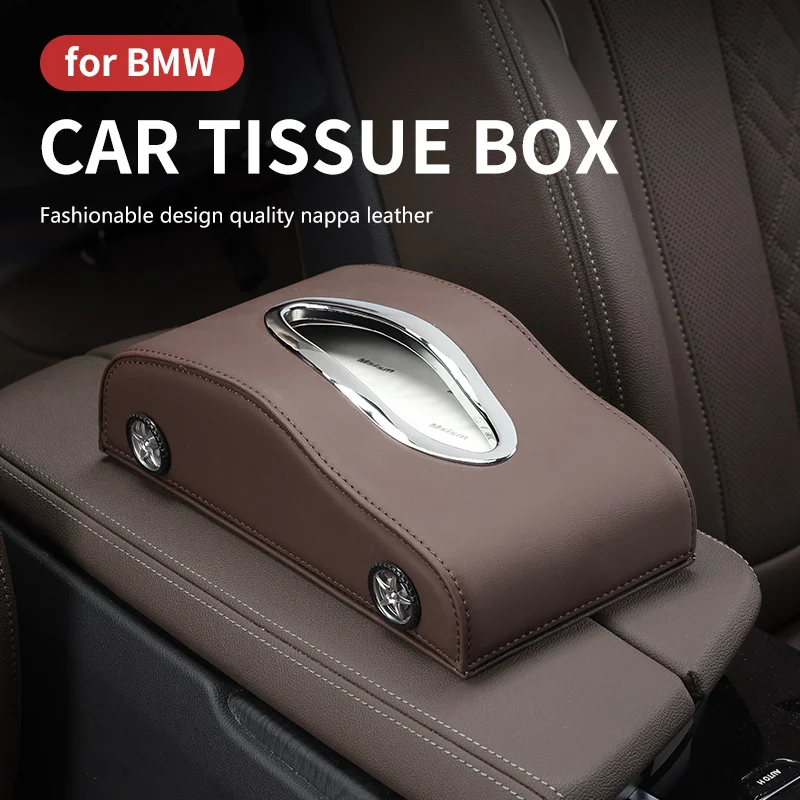 Caja de pañuelos de cuero para coche, accesorios interiores para BMW X1 X2 X3 X4 X5 X6 M1 M2 M3 M4 M5 E39 E46 E90 E60 F10 F30 F10, 1 pieza