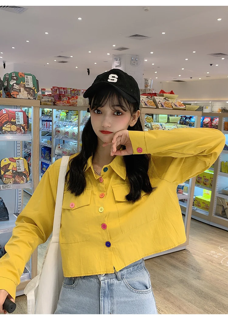 

HWLZLTZHT Student short-sleeved shirt female summer young girl Loose Harajuku BF short sleeve Crop Top