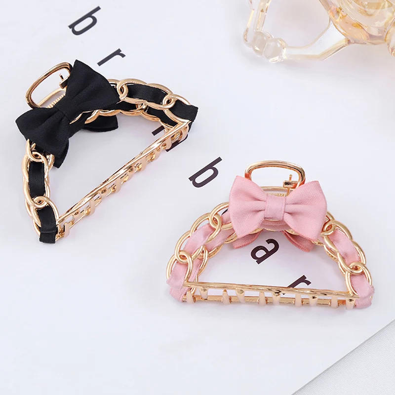 

Cute Geometric Hair Claw Women Bow-knot Metal Chain Hair Clip Girls Hairpins Barrette Crab Hair Accessories Gifts