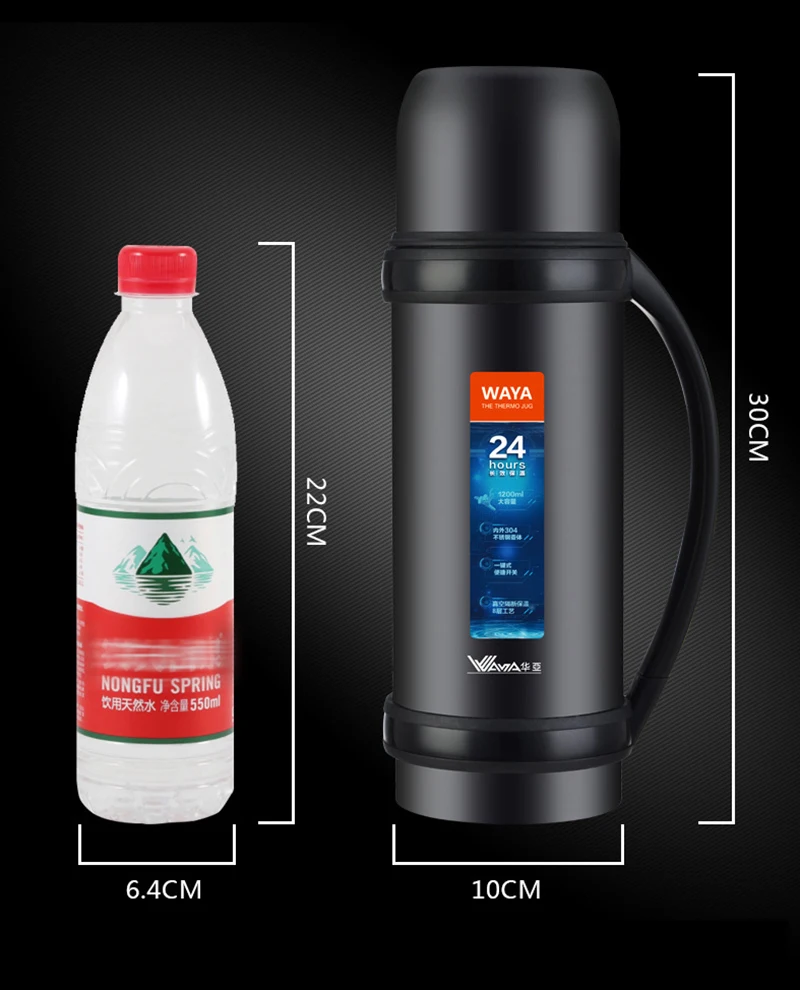 

1200ML Large Capacity 304 Stainless Steel Vacuum Cup Outdoor Sports Travel Portable Vacuum Cup Tea Set Car Vacuum Cup