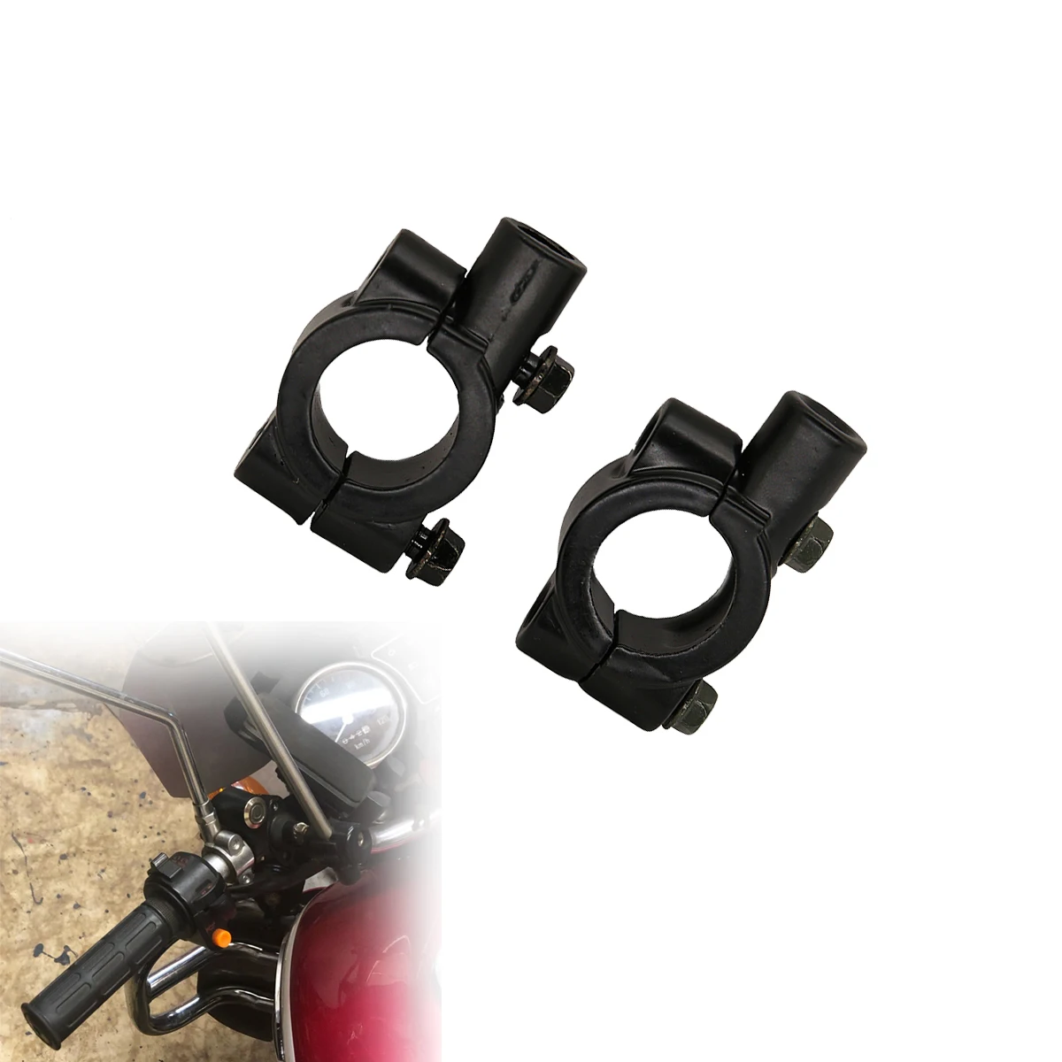 

2PCS Black Silver Motorcycle Accessories Mirror Mount Clamp Rear View Mirror Holder Size