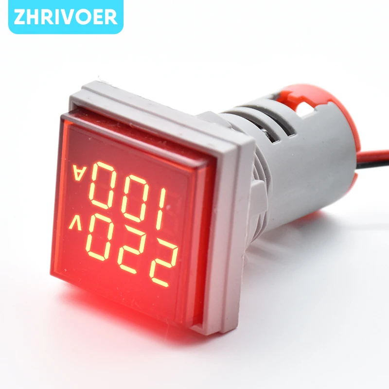 Цифровой амперметр 22 мм с двойным дисплеем мини измеритель напряжения