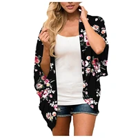 2021 womens summer blouse fashion beach cardigans print casual puff sleeve shirt female tunic tops kimono cape blouse tops coat