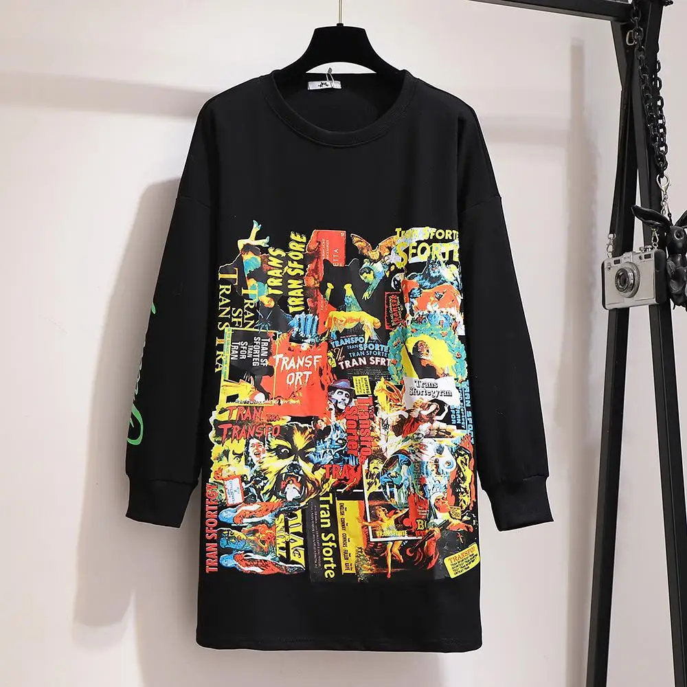 Осенняя Толстовка размера плюс с длинным рукавом теплая толстовка большого