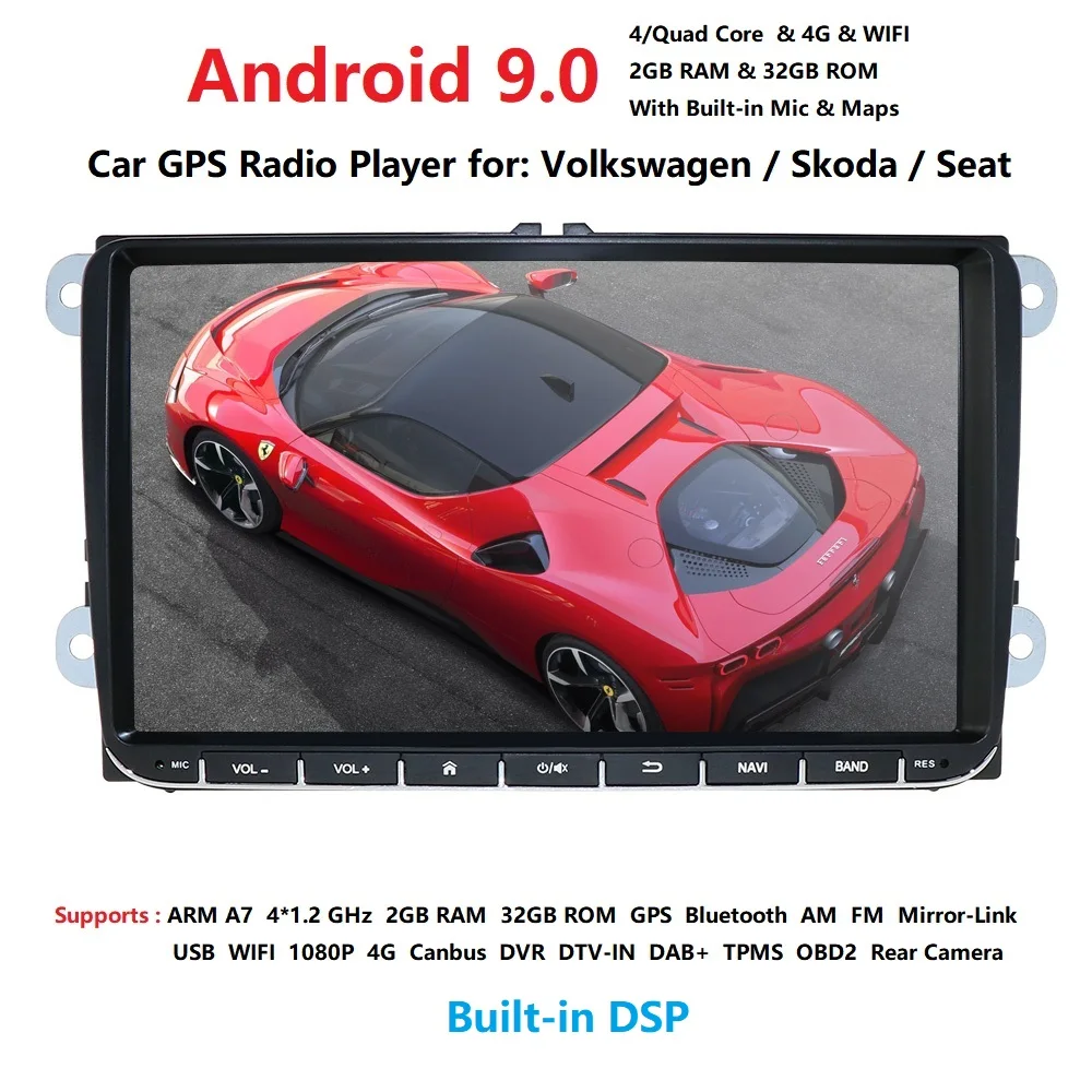 UK/ES/IT склады 9 &quotAndroid 0 автомобильное радио GPS навигация для VW Skoda Octavia golf 5 6 touran passat B6