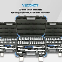 32pcs workshop tools kit of sockets set for garage auto repair tools set key ratchet wrench with blow case