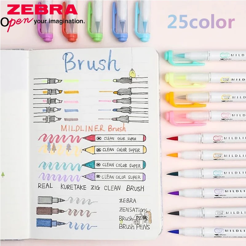 25 colors Japan ZEBRA WFT8 brush double-headed highlighter color soft brush thickness dual-use