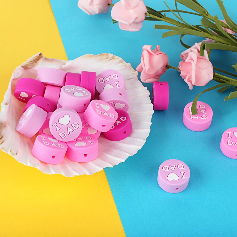 Keep& Grow 10 шт. круглые силиконовые бусы I love Mom Dad грызунок ожерелье бусы DIY Perle Slicone Dentition Kralen игрушки
