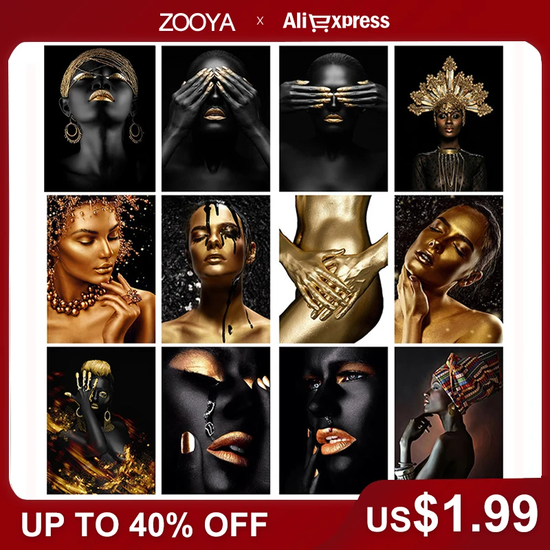 Алмазная живопись с черным и белым золотом Женская Вышивка украшение мозаика для