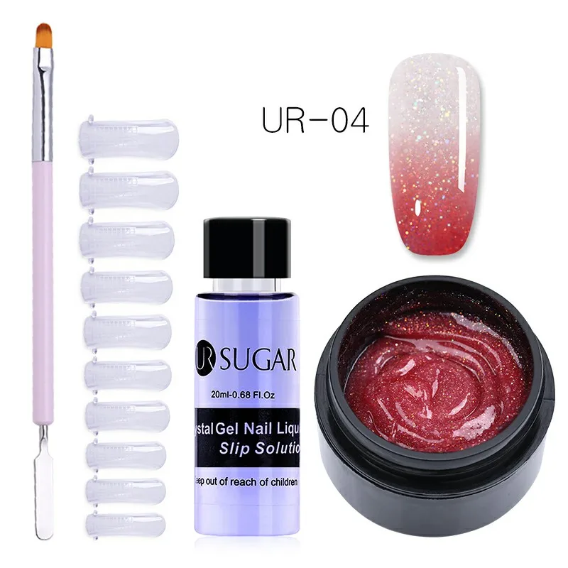 4Pcs set 4 UR SUGAR 15 мл голографический Блестящий Быстрый строительный поли набор для маникюра гель-лаком тепловой поли гель продлевающий половой акт лак кончик ногтей строительный УФ-гель - Цвет: 4Pcs set 4