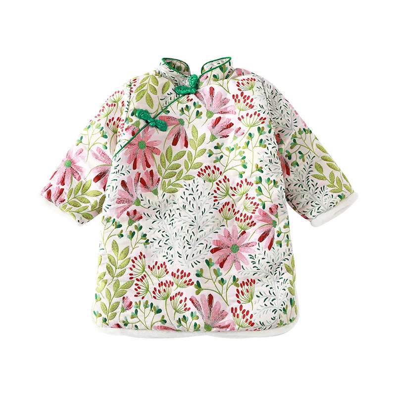 Новогодний наряд в китайском стиле Ципао для девочек зимний костюм Тан жилет с