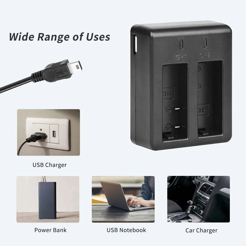 SHOOT Dual Port зарядное устройство с 2 шт 900mAh батарея для Sjcam M10 Sj4000 Sj5000 Sj 5000 экшн камеры