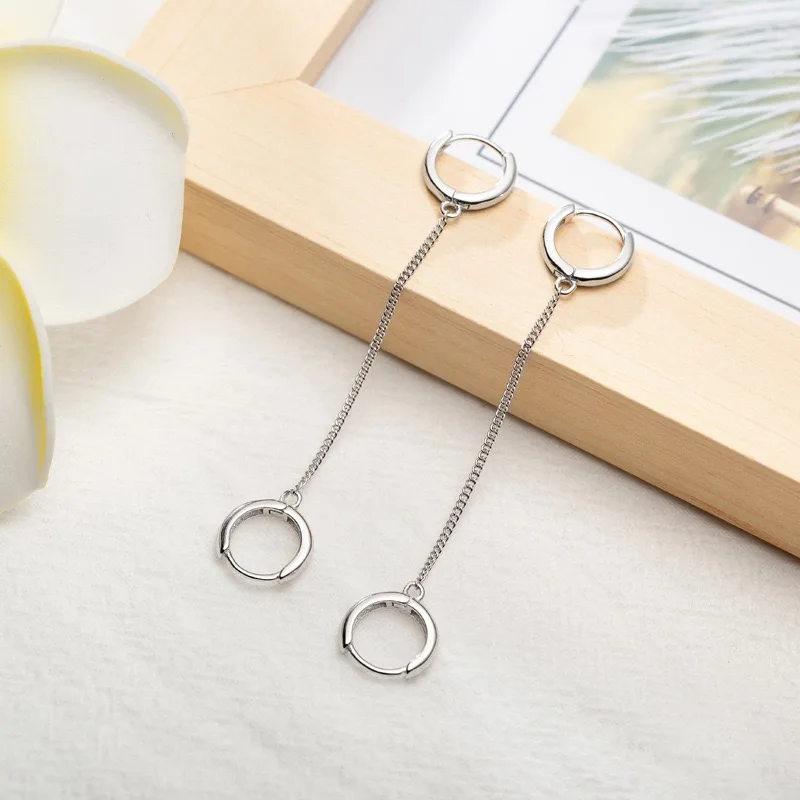 ZOBEI минималистский личности круг Висячие серьги для женщин Аутентичные 925 пробы серебряные ювелирные