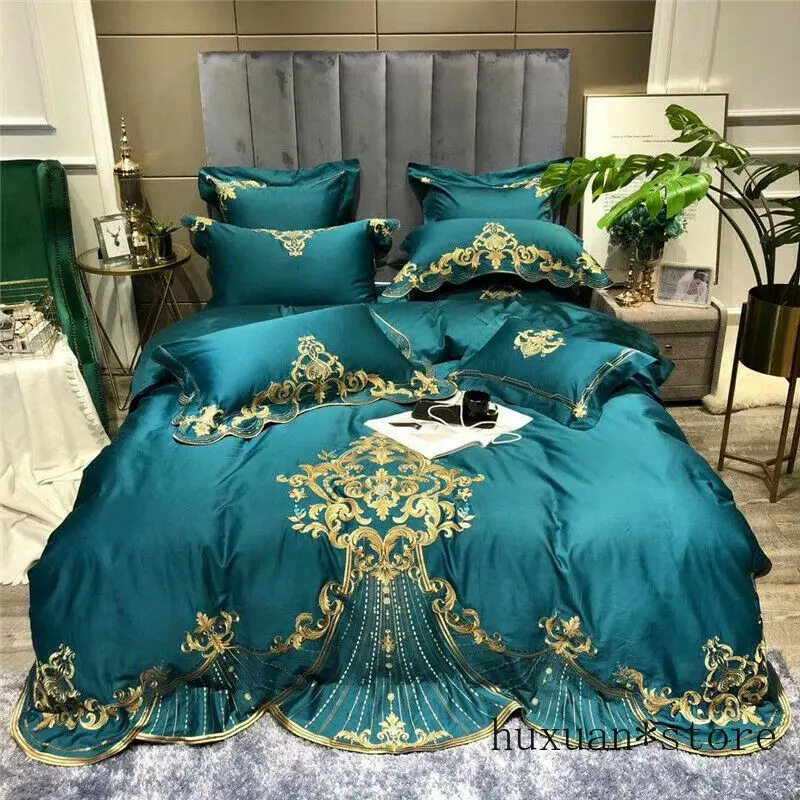 

Luxury Gold Royal Embroidery Egyptian Cotton Bedding Set Duvet Cover Bed Sheet
