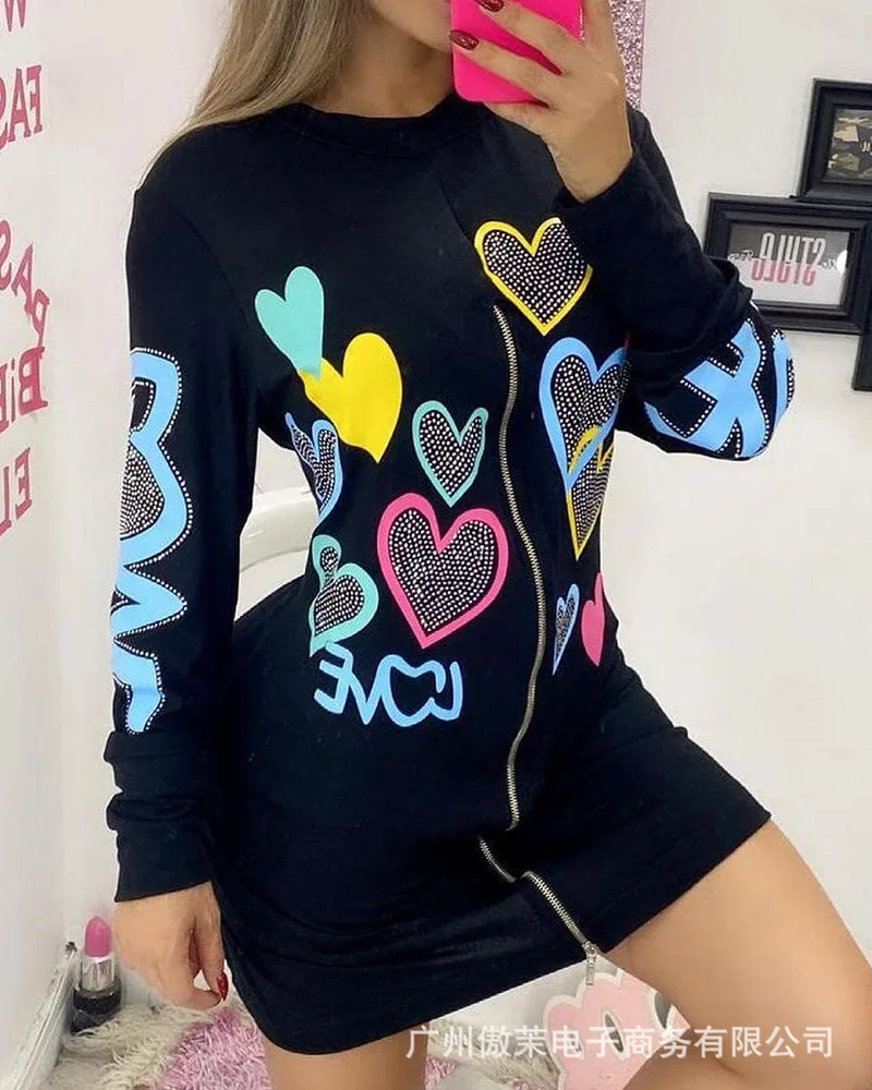 

Love Hot Diamond Women's Dress 2021 New Long Sleeve Slim Dress
