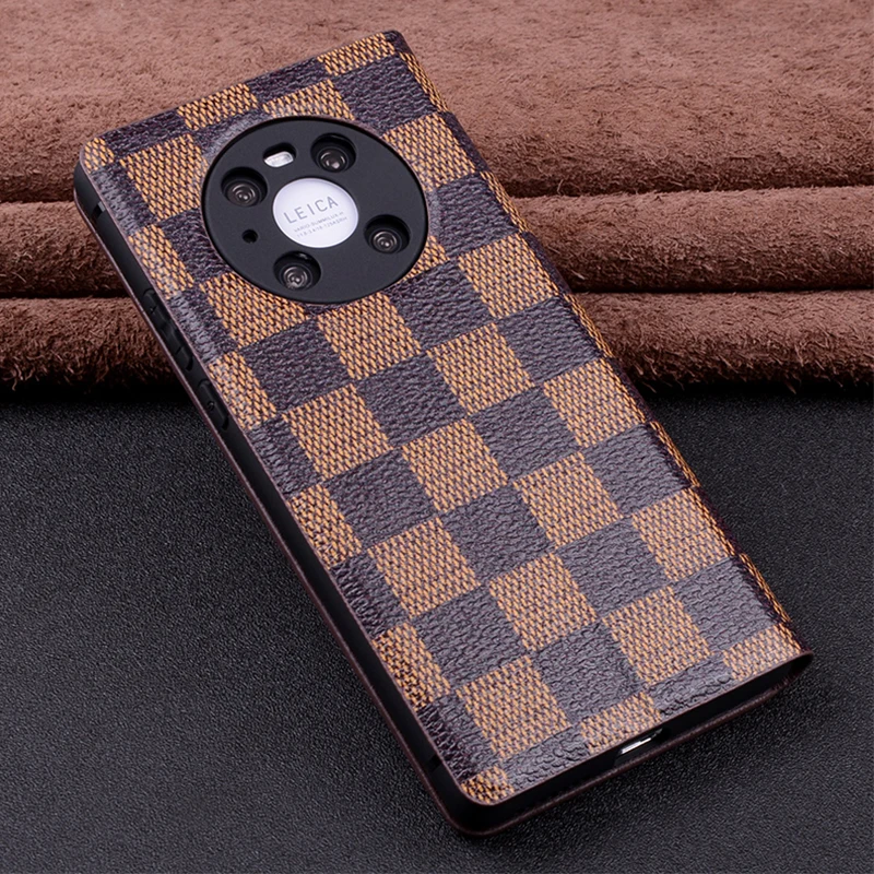 

Smart On/off Flip Phone Case for Huawei Mate 40/40 Pro Genuine Leather Cover Bag for Huawei P40/P40 Pro Window View funda skin