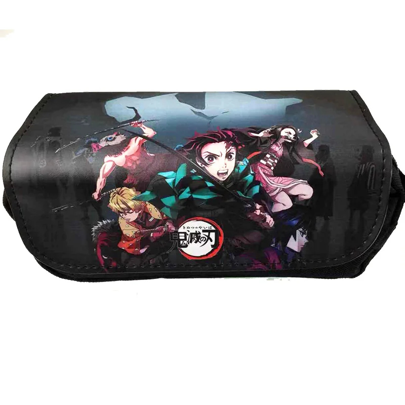 B Аниме Demon Slayer: Kimetsu no Yaiba пенал для макияжа косметичка Мультифункциональный флип канцелярские сумки в подарок - Цвет: B