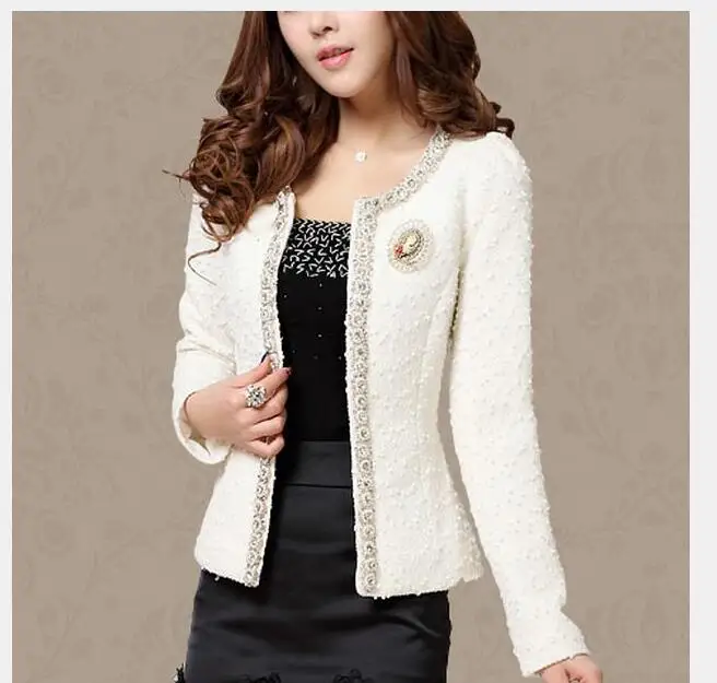 

1pcs/lot korean style Women short coat Winter White Coat Women Long Sleeve open stitch Jacket white and black