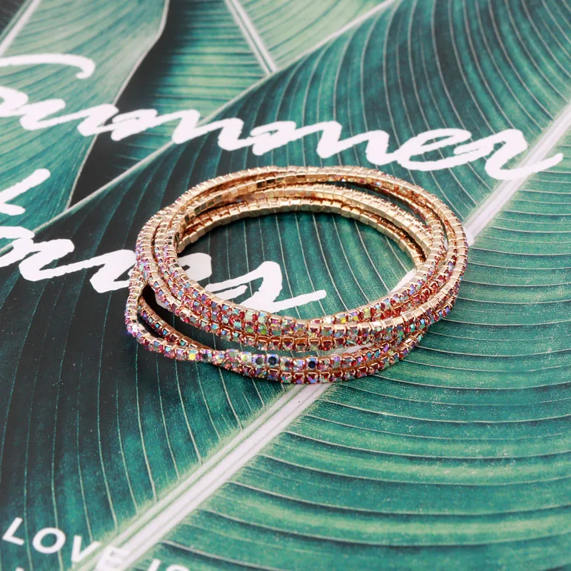 Модные ювелирные изделия 10 шт./лот браслеты из стрейч со стразами диаметром 5 см