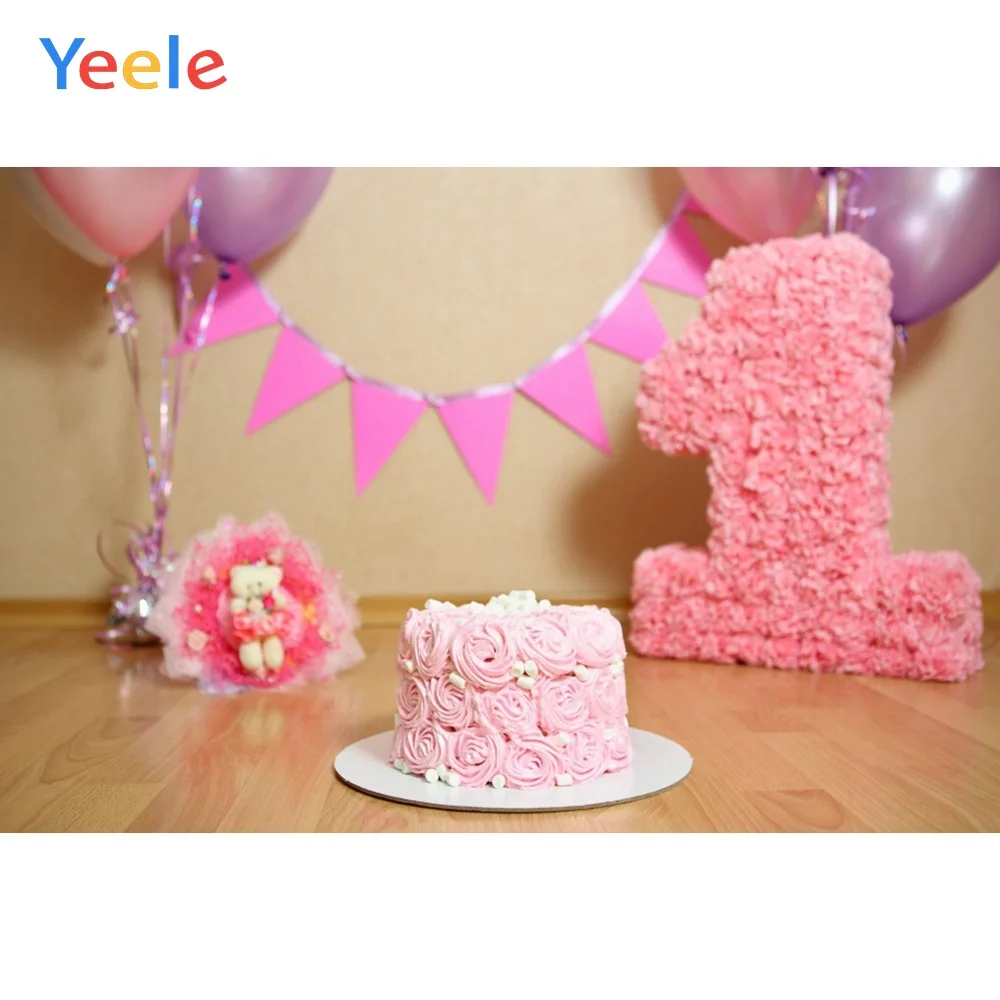 Yeele 1st Birthday Party Photozone Balloons Flowers Photography Backdrops Personalized Photographic Backgrounds For Photo Studio |