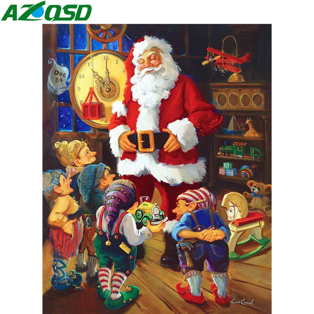 

AZQSD Алмазная мозаика Рождество Санта Клаус вышивка крестиком полностью квадратная дрель Декор для дома алмазная живопись мультфильм ручно...