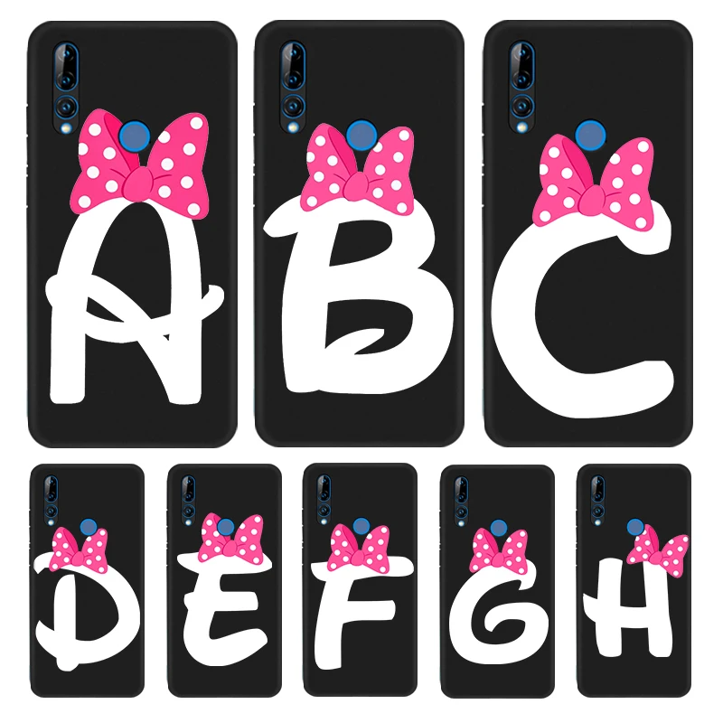 

Cute Bow Letter A Silicone Cover For Honor 9 9X Lite 9S 9A 9C 8 8A Prime 8X MAX 20 30 7A 7C Pro Plus Phone Case