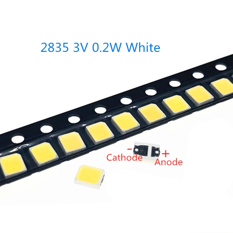 100-1000 шт. SMD СВЕТОДИОДНЫЙ 2835 белый Чип 0,2 Вт 3 в 150 мА ультра яркий 0,2 Вт поверхностного монтажа PCB светодиодный светильник излучающий диод