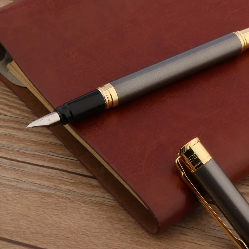 

Металлическая перьевая ручка Chouxiongluwei серого и золотого цвета