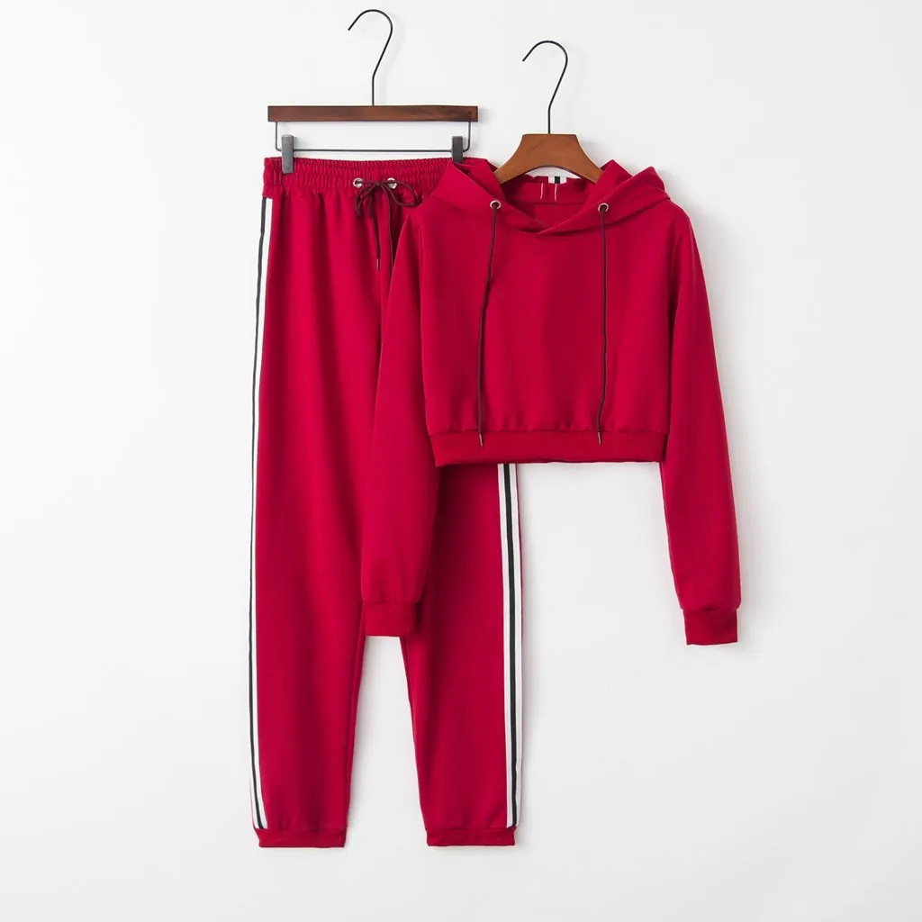 Женский спортивный костюм из двух предметов повседневный комплект укороченного