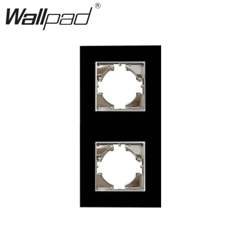 

Wallpad вертикальная черная стеклянная рамка для розеток 1+2 клавиши