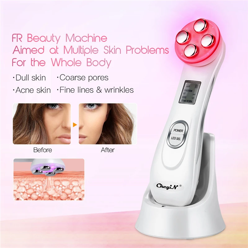 

CkeyiN EMS Mesotherapy RF Radio Frequency Facial LED Photon Lifting Tighten Wrinkle Removal Skin Care Electroporation Massager