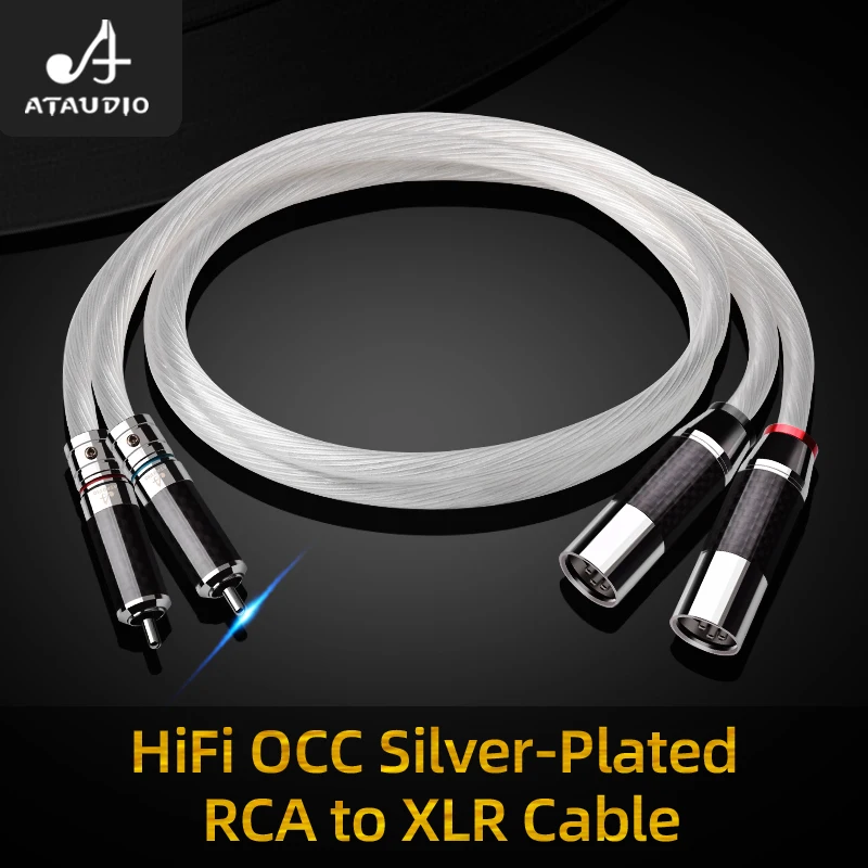 Высококачественный кабель Hifi 2RCA к 2XLR OCC посеребренный двойной аудиокабель XLR к двойному RCA
