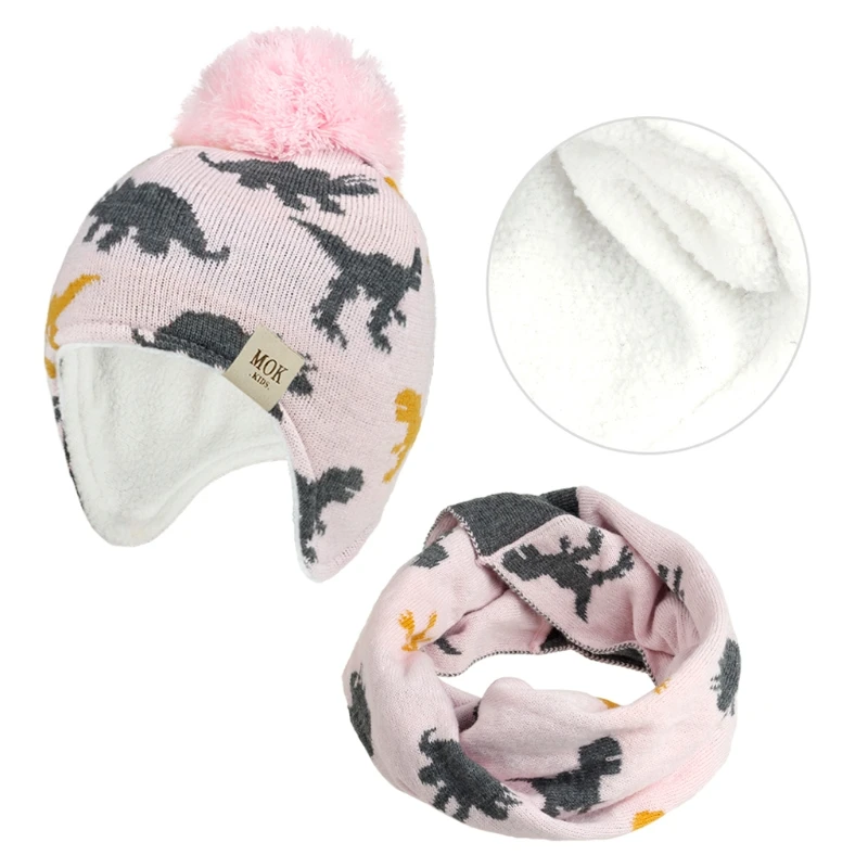 

Children Hat Fleece Baby Boys Girls Winter Ear Protection Warm Hat Scarf Set