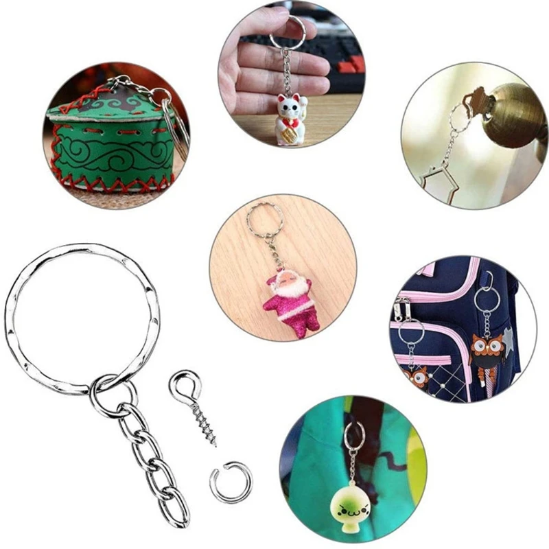 

120Pc Screw Eye Pin Key Chains With Open Jump Ring Chain Extender Jewelry Making