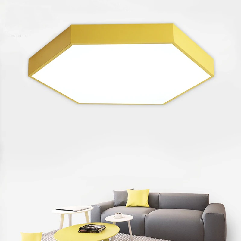 

Modern Minimalist Nordic Polygonal LED Ceiling Lights Factory Direct Sales Bedroom Living Room Macaron Lamps