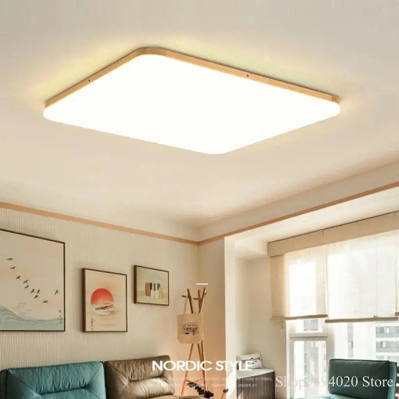 Скандинавский деревянный светодиодный потолочный светильник s Ультратонкий 5 см