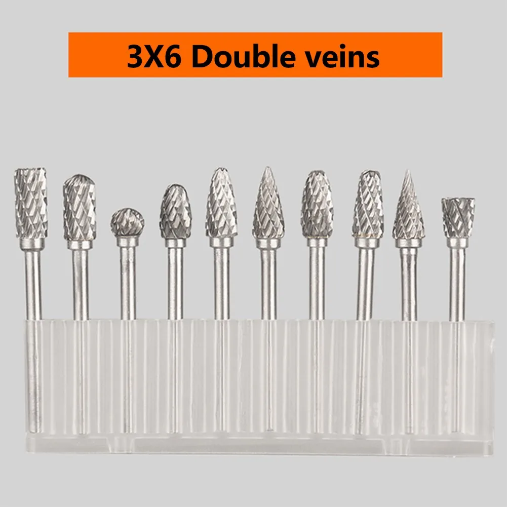 

10Pcs Tungsten Steel Grinding Head Set Carbide Rotary Metal Files Sharp Hardmetal Burrs Grinding Woodworking Hand Tool