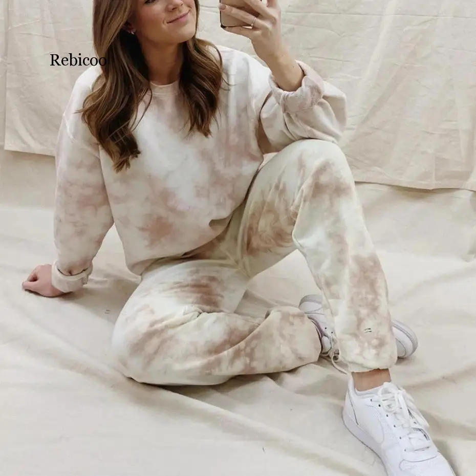 

Tracksuit Women Clothes Two Piece Set Pants And Top Tie Dye Lounge Wear Ropa Mujer Summer Ensemble Femme 2 Pieces Sweat Suits