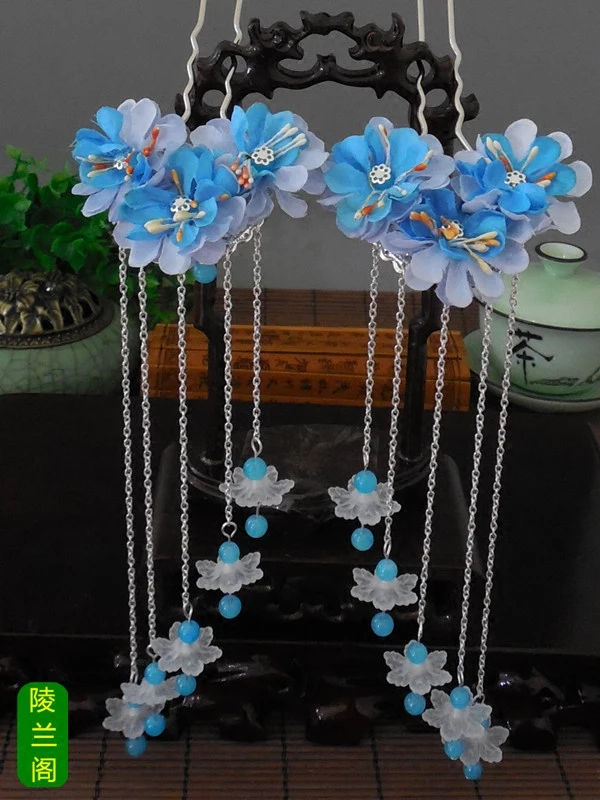 Женская шелковая заколка-цветок Классическая заколка с кисточками в стиле