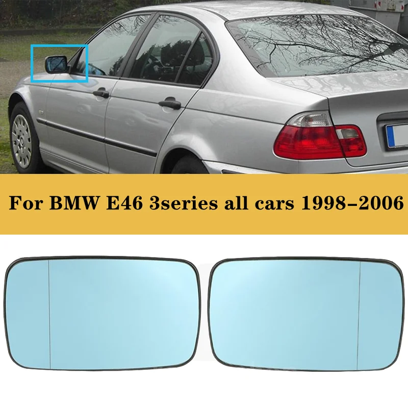 

1 Pair Replacement For BMW E46 3series 1998-2006 Blue Left Right Side Car Glass Heated Rearview Mirror Glass 51168250438