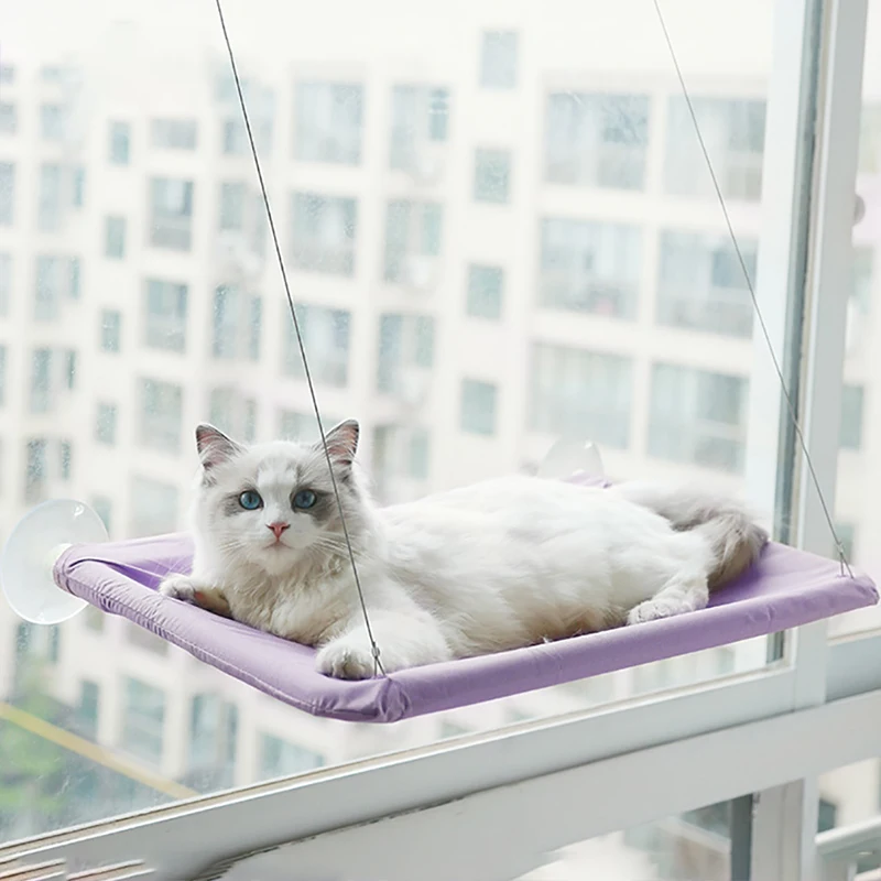 

Breathable Pet Hanging Bed Cat Hammock Sucker Sunny Window Mounted Perch Cat Beds With Wood Shelf Seat For Cats Dogs Products