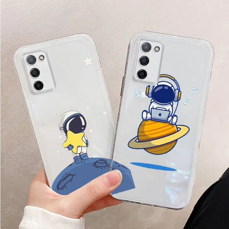 

Cute Cartoon Astronaut Planet Star Phone Case Transparent For oppo R17 R15 R11 R9 F11 A32 A39 K7 K5 S X PRO PLUS moible bag