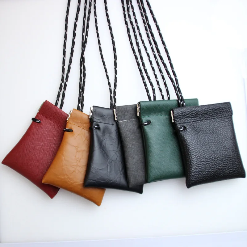 Fashion Unisex Neck Hanging Headset Mini Coin Purse Small Bag Earphones Storage Wallet Grils PU Leather Change Wallet Men