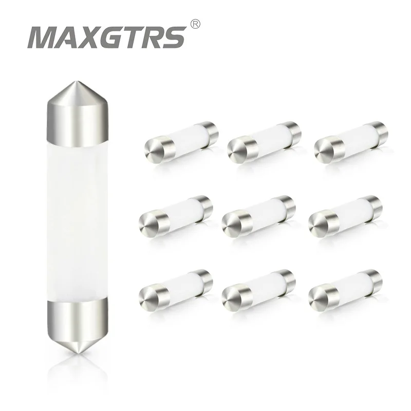 

10x дымовая конструкция COB светодиодные чипы C5W 31 мм 36 мм 39 мм 41 мм Автомобильный внутренний стеклянный объектив фестон купол для чтения 12 В DC б...