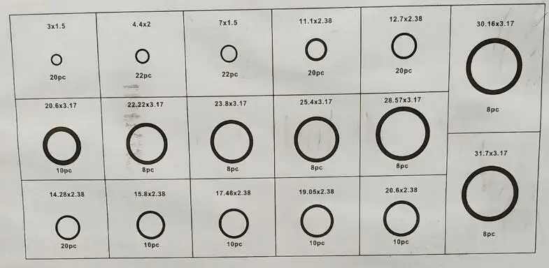 222 шт. уплотнительное кольцо комплект уплотнительных колец маслостойкое