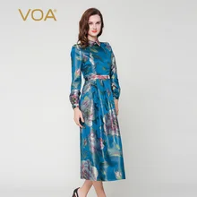 VOA 2019 китайский стиль шелк плюс размер платье для женщин